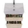 Тумба LEMARK COMBI 60 см под раковину, подвесная/напольная, 2 ящика, фасад Дуб кантри, корпус белый глянец LM03C60T-dub